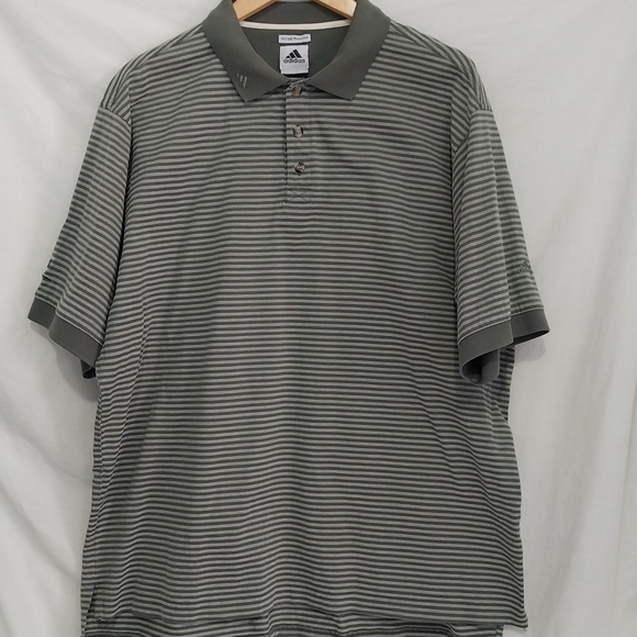 adidas Other - ADIDAS Polo Golf Shirt Men's Large Green Stripes 60s 2ply mercerized cotton